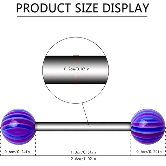 14G Tongue Rings Surgical Stainless Steel - Picture 2 of 7